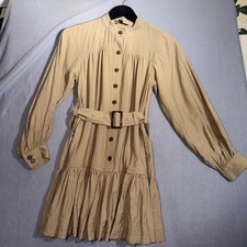 Banana Republic XXS Petite Safari Mini Dress Utility Belted Flounce Hem Earthy