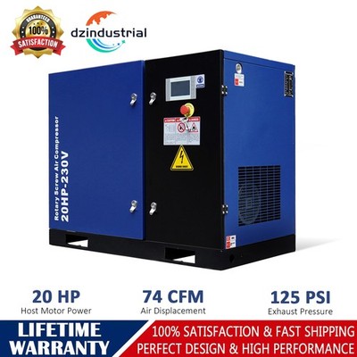 Rotary Screw Air Compressor System 3 Phase 15KW 20HP 74CFM 125PSI 230V
