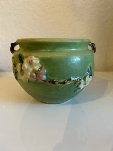 Vtg Roseville Pottery Apple Blossom Small Jardiniere Vase #300-4 USA