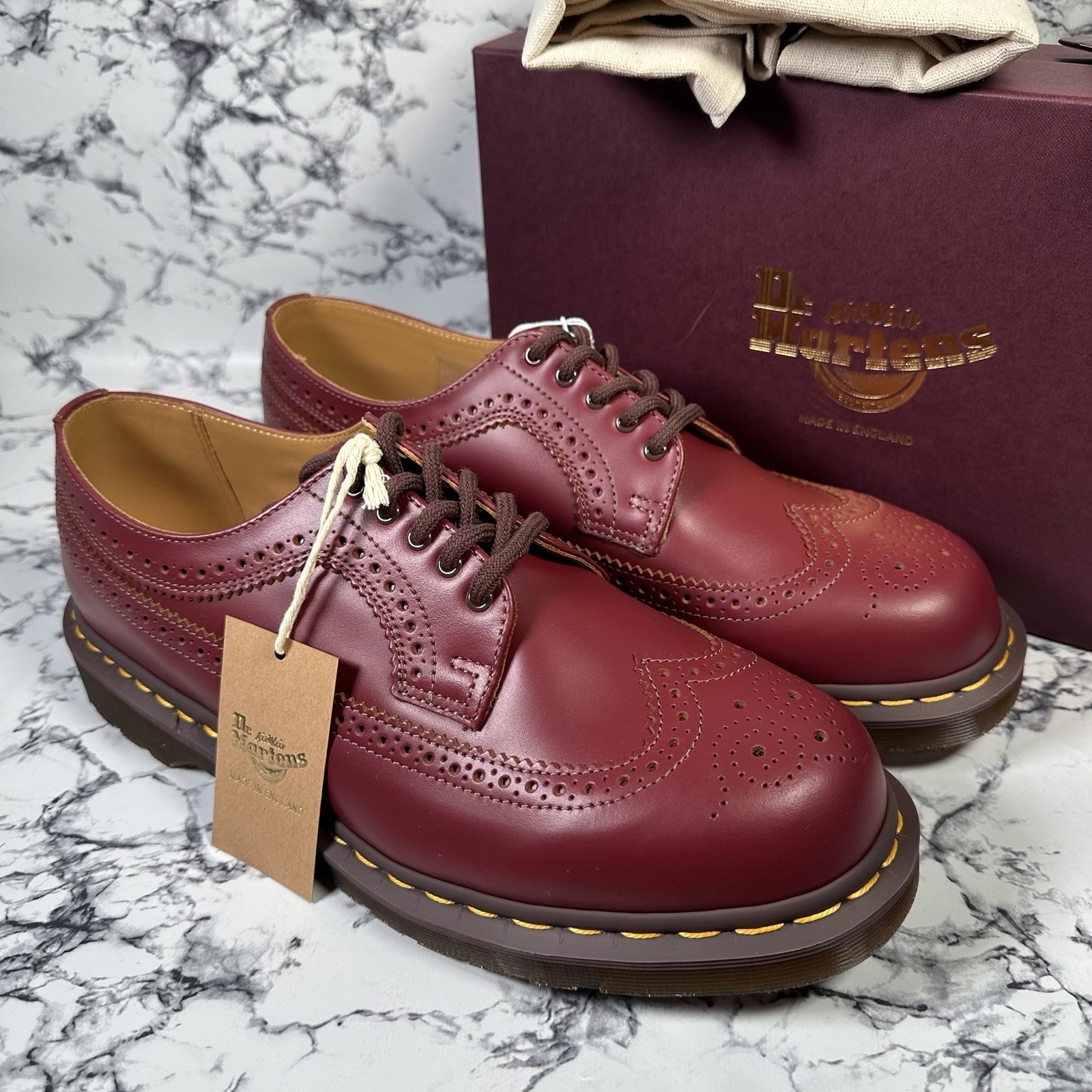 DR MARTENS Oxblood Made in England 3989 Brogue Shoes SIZE UK11 EU46 BNIB Quilon