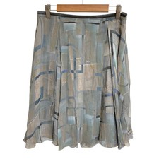 ARMANI COLLEZIONI 100 Silk Print Knee-Length Skirt, Size 38, Gray Women USED