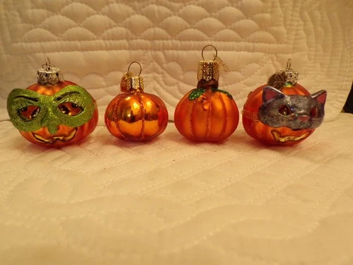 Mini Glass Halloween Ornaments Lot of 4