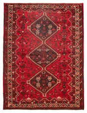 Vintage Geometric Area Rug 6'11" x 9'8" Traditional Hand-Knotted Wool Carpet