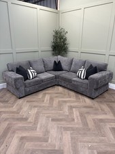 Grey - Verona Full Back Corner Sofa - Delivery Available