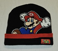 Super Mario Beanie Winter Hat Boys Black Super Mario Bros Nintendo Red Kids