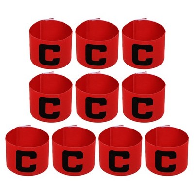 11.8x2.8'' Soccer Captain Armband, 10Pcs Nylon Elastic Protective Badge, Red