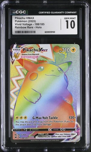 Pikachu Vmax 188/185 Rainbow Rare Holo Pokemon CGC 10 Gem Mint *100