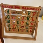 Wood Learn The Alphabet Wooden Abacus Style Flip Letter Number Picture ABCs Toy — photo 5