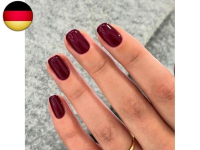 24 Stück Fake Nägel Press On Nails Kurz, Bordeauxrote Künstliche Nägel, Kurze Qu