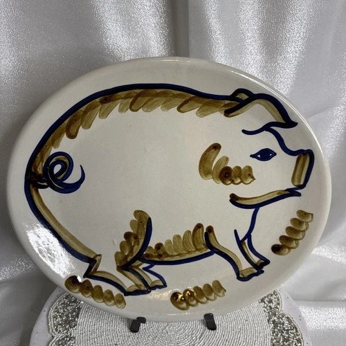 Louisville Stoneware Vintage Serving 15.5'' Oval Platter PIG Blue Brown Kentucky