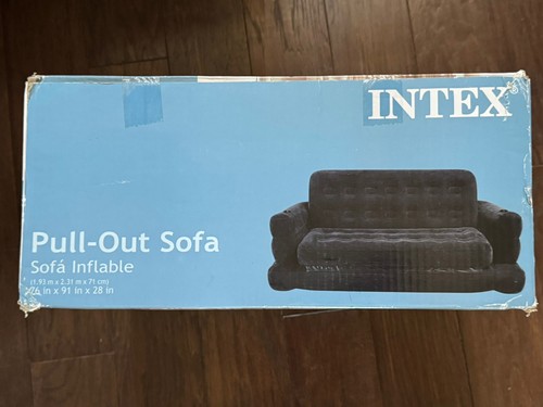 Sofá cama extraíble inflable tamaño Queen Intex sofá futón para dormir, gris oscuro - Imagen 2 de 3