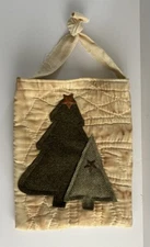 Primitive Distressed Style Tote Bag Christmas Tree Door Hanger Wall Decor Trees