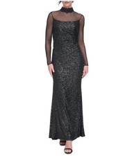 Eliza J Womens Sequin Illusion Gown Dress