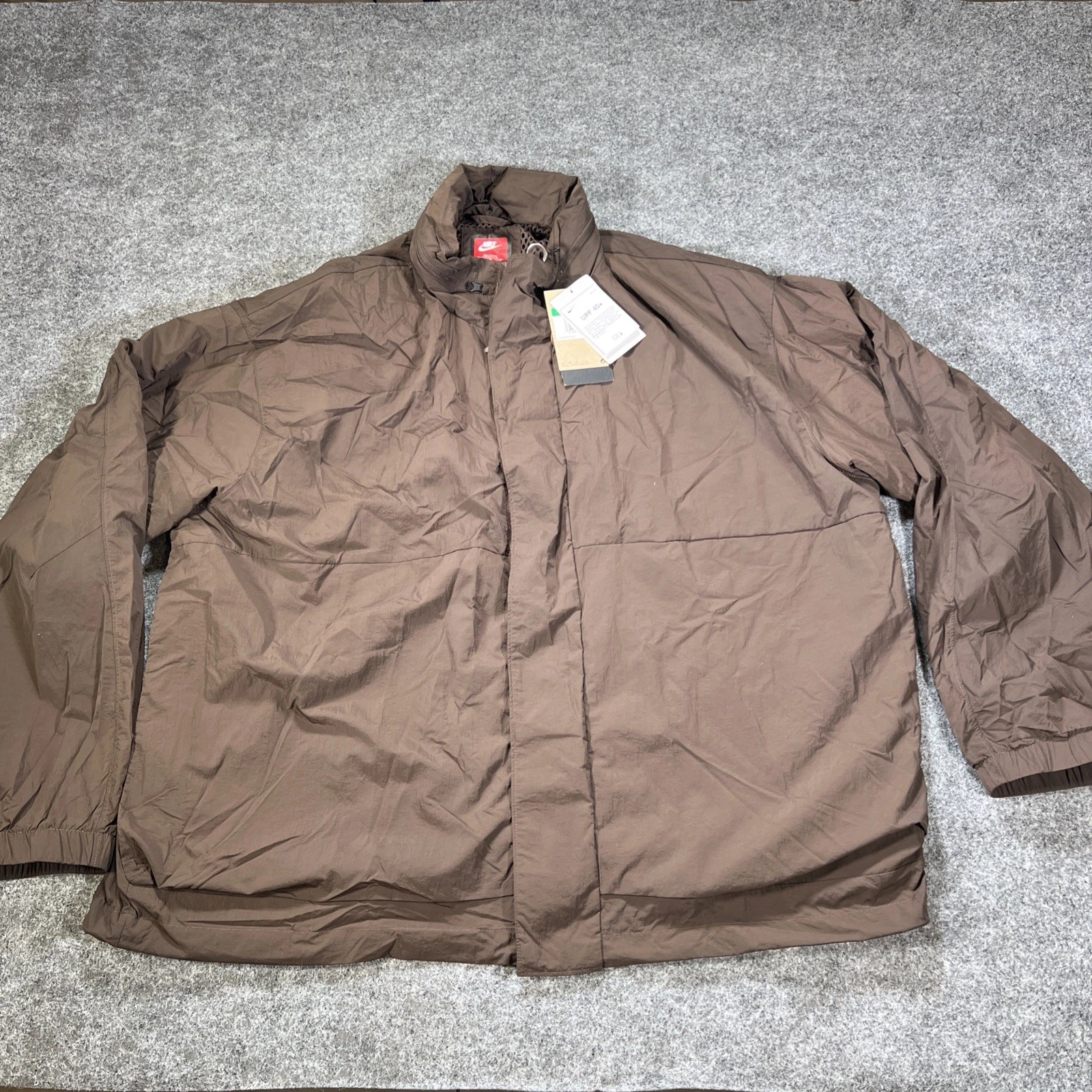 Nike Tech Jacket Packable Hood Hoodie Men’s XL-Tall UPF 40+ Brown FZ0714-237 New