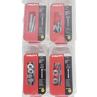Hilti Expansion & Sleeve Anchors Lot of 4 A1, A2, D6 Kwik Bolt 3 For Concrete