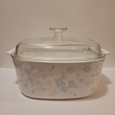 Vtg CorningWare Floral Pastel Bouquet 5 Liter Baking Casserole Dish A-5-B & Lid