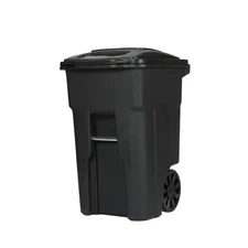 Toter 48-gallon black garbage can with wheels and lid