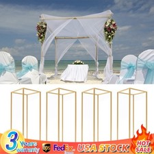 4Pcs Gold Metal Column Flower Stands Centerpiece Holder Rack Party/Wedding Decor
