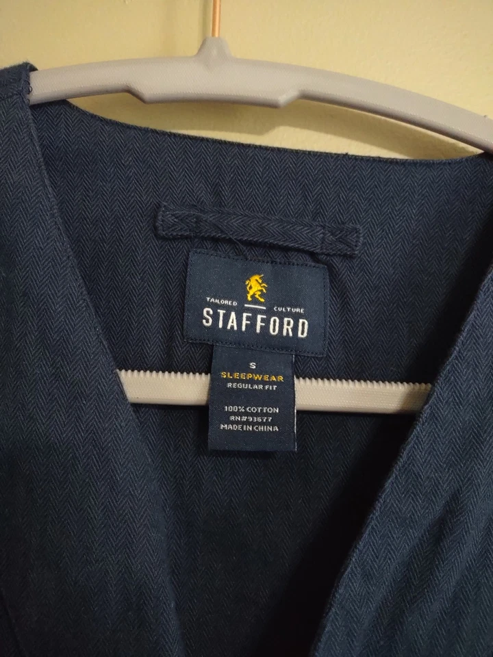 Stafford Ropa de Dormir Para Hombre Talla S Camisón 100% Algodón Pijama Vestido Bolsillo  Foto 4 de 4