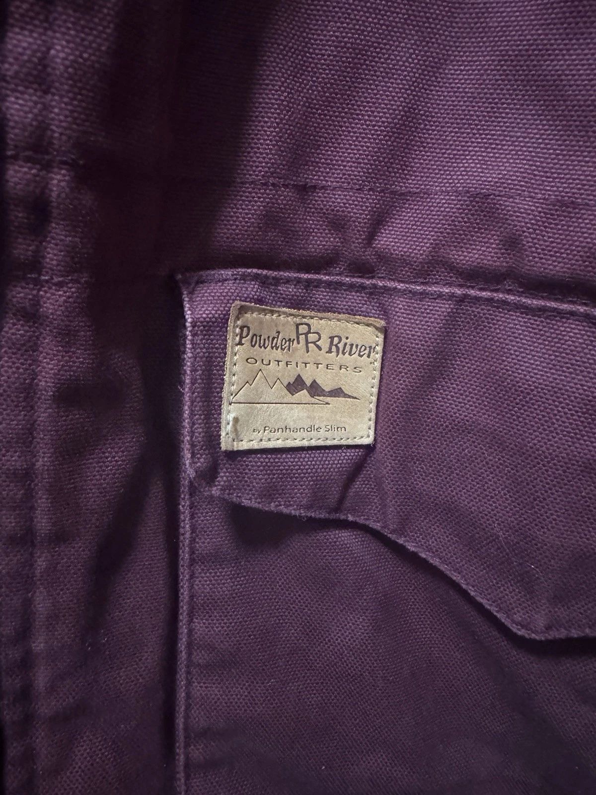 Powder River Outfitters Men's Burgundy Canvas Lined Jacket Snap/Zip Pockets M image 7