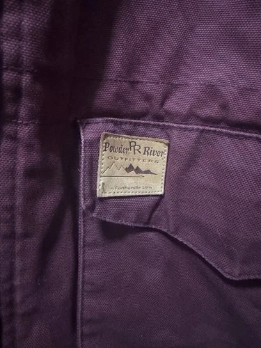 Powder River Outfitters Men's Burgundy Canvas Lined Jacket Snap/Zip Pockets M image 7