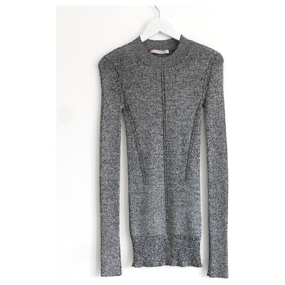 Christopher Kane Silber Lurex Strick Skinny Pullover Oberteil Neu XS