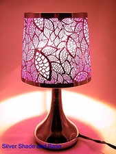 Stainless Steel Table Touch Lamp, Leaf 12.6" Purple Silver Color Shade  Base