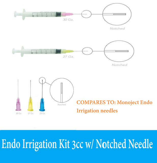 Endodontic Endo Irrigation Syringes Combo Notched Combo Kit 3cc