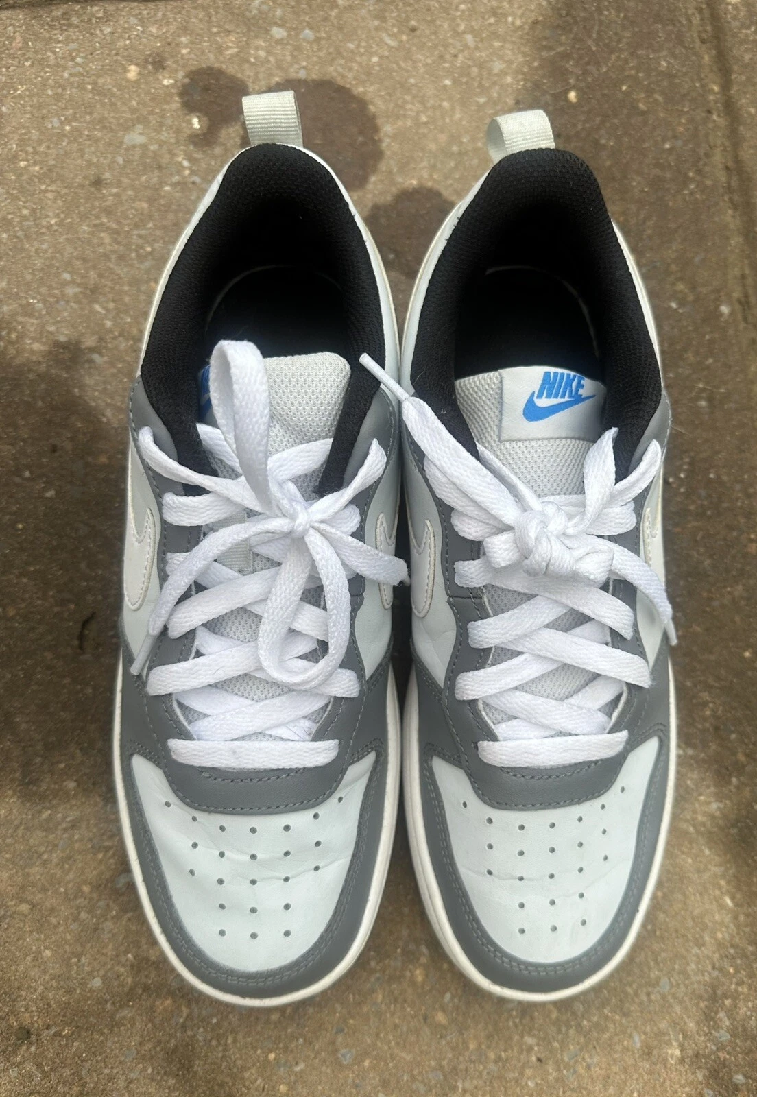 Nike Court Borough Low 2 Big Kid 6 5 anni pelle puro platino bianco grigio freddo blu