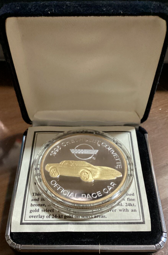 1995 PACE CAR .999 SILVER & GOLD ROUND 1 TROY OZ 79th INDIANAPOLIS 500 COA #105 - 第 1/5 張圖片