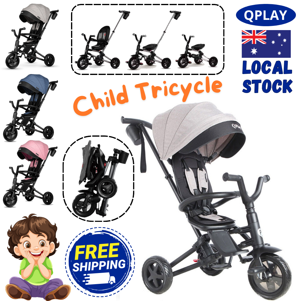 Nova In1 Kids Foldable Tricycle Toddler Stroller Trike Ride On Toy Bike  Qplay