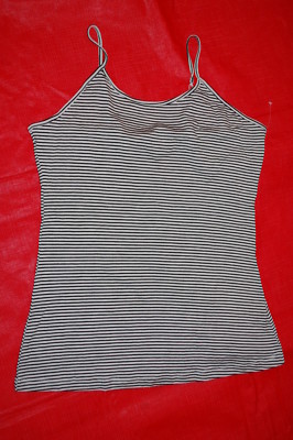 Junior Womens CAMI TANK TOP Rue 21 BLACK & WHITE STRIPE Adj Straps SIZE L 11-13