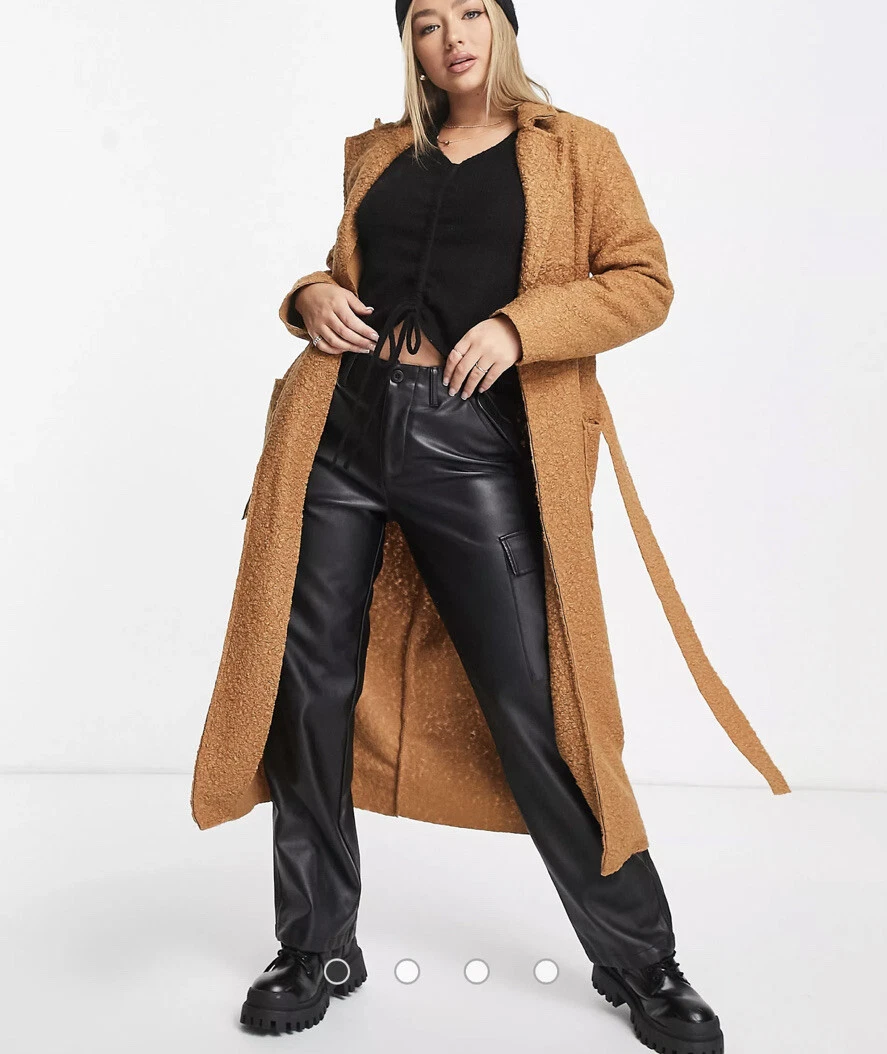 Abrigo largo color camel con cintur n de Naa Naa Size M 129 eBay