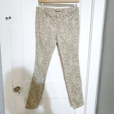 Free People Womens Beige Floral Skinny Jeans Size 27 Low Rise Boho