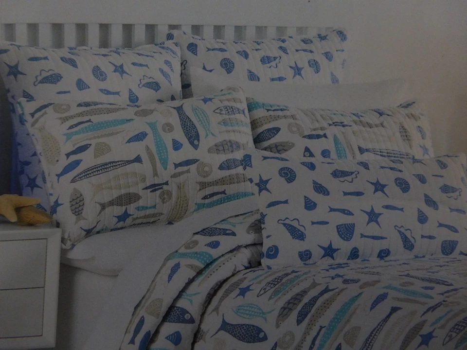 Juego de 2 edredones dobles y caracoles Max Studio Under The Sea Fishs & Seashels nuevo en paquete Foto 4 de 4