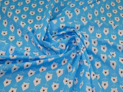 Minerva Printed Polycotton Fabric Blue - per metre