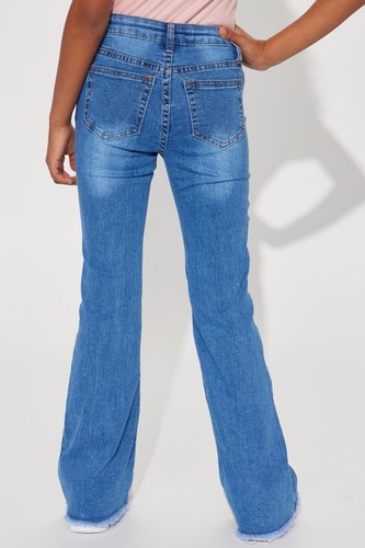 NWT 1st KISS Girls Size 8 Flare Denim Colorblock Patch Jeans - BlueWash - Picture 3 of 3
