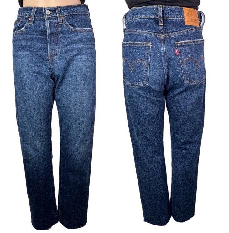 Levi’s Women's Wedgie Straight Leg Raw Hem Jeans Medium Wash Size 25