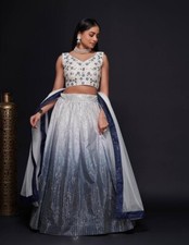 Latest Designer Georgette White Lehenga Choli With Dupatta For Wedding And Party