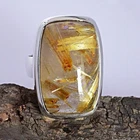 Natural Golden Rutile Quartz Gemstone Ring 925 Sterling Silver Jewelry Gift Wife