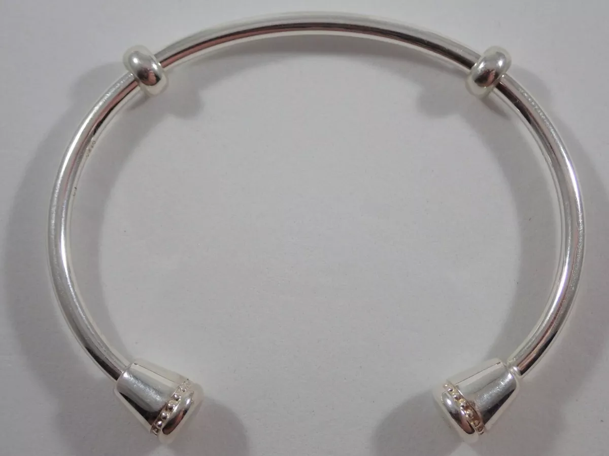 LINKS OF LONDON 925 STERLING SILVER AMULET CUFF OPEN BANGLE MED. CHARM BRACELET