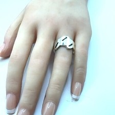 Sterling Silver Abstract Wide Band Ring - Size 6.5