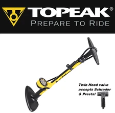 Topeak TJB-S6 Joe Blow Sport III Bike Floor Pump Twin Head Tire Gauge 160 PSI