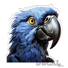 Hyacinth Macaw Smiling Blue Bird Vinyl Decal Sticker Indoor Outdoor 4 Sizes