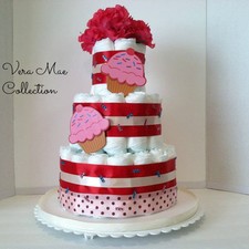 Baby Shower Cup Cake Diaper Cake Table Top Centerpiece Decor