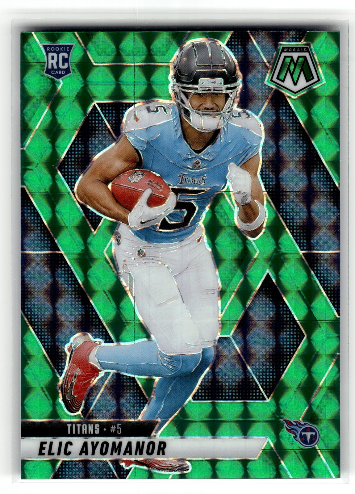 Elic Ayomanor 2025 Panini Mosaic #333 Rookie Tennessee Titans Mosaic Green RC