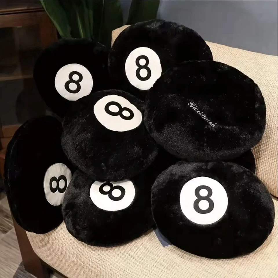 Almohada de felpa de 8 bolas 35x35 cm negra cojín de bola de piscina sofá suave juguete decoración regalo Foto 4 de 4