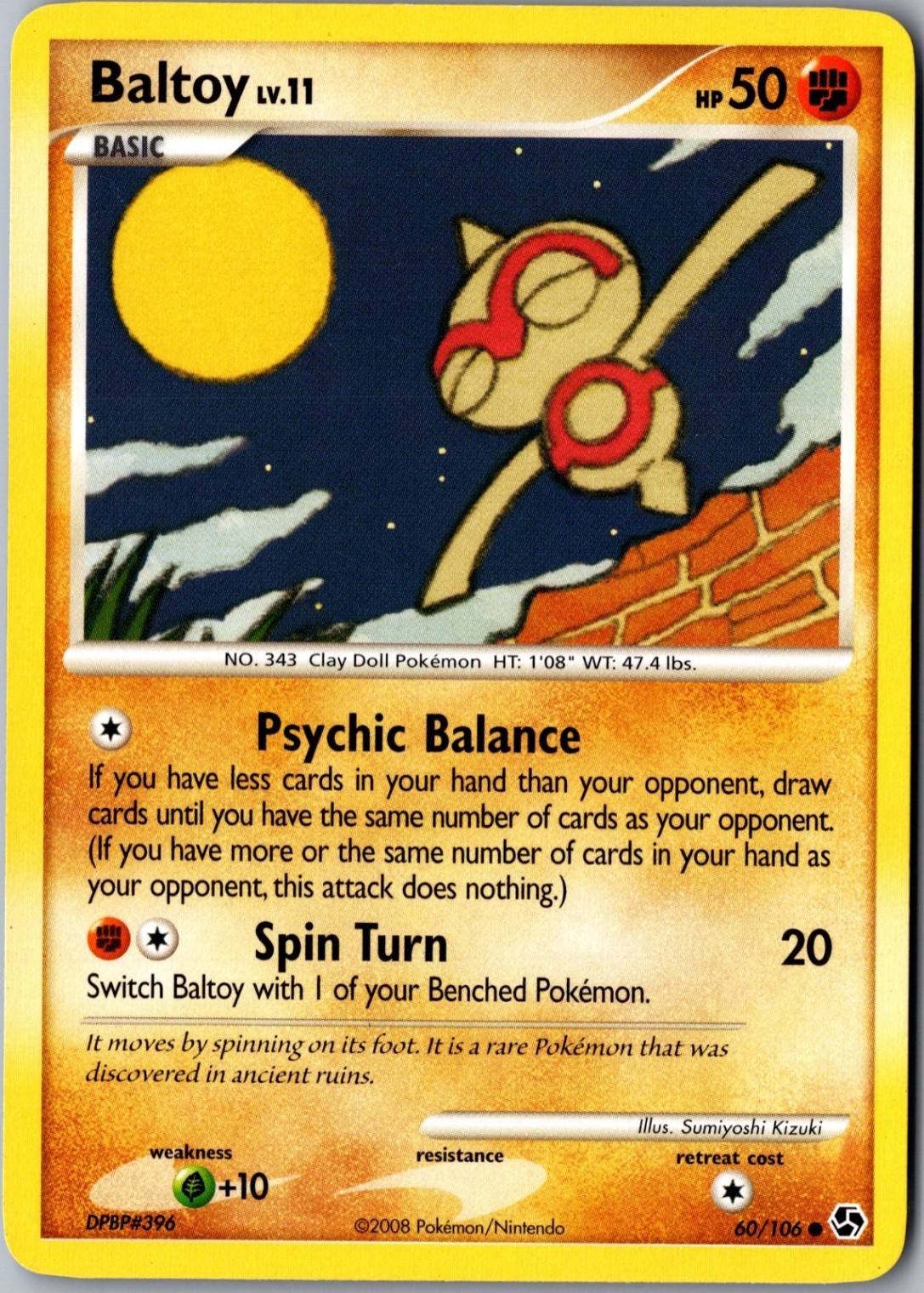 Baltoy 60/106 Common Great Encounters LP Pokemon Card