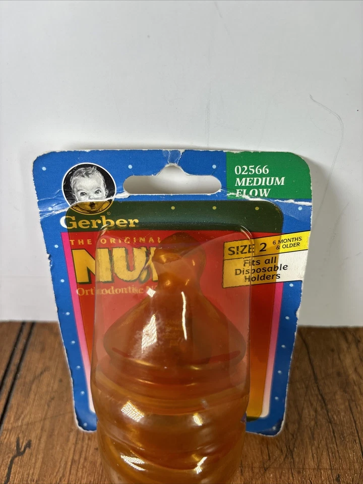 Vtg Gerber NUK Orthodontic Silicone Bottle Nipples Med Flow Size 2 6month NOS - Image 2 of 4