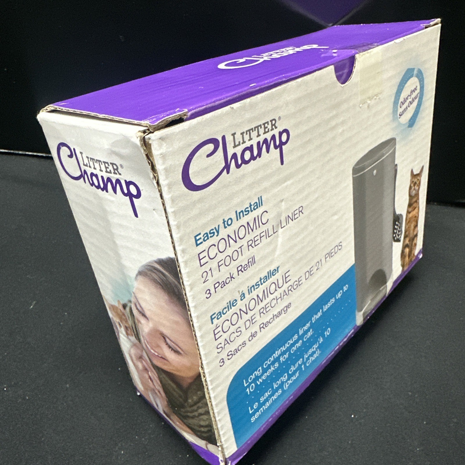 NEW  Litter Champ Refill 21&rsquo; Cat Waste Container Liner 2 pack Odor Free READ